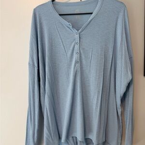 Aerie Sky Blue Ribbed Long Sleeve Tee